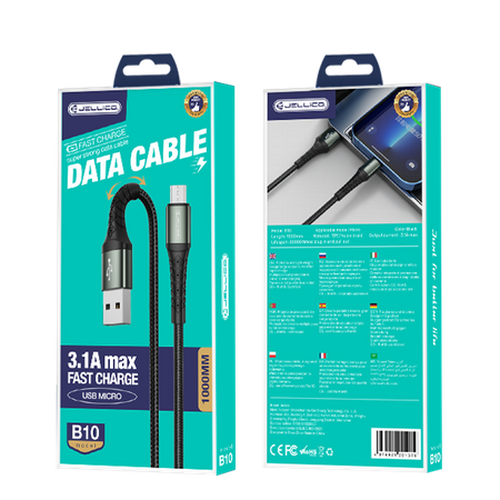 JELLICO cable B10 Micro USB 3.1A 1M Black