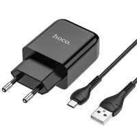 HOCO Netz-Ladegerät N2 2.4A 12W 1xUSB + Kabel Micro schwarz